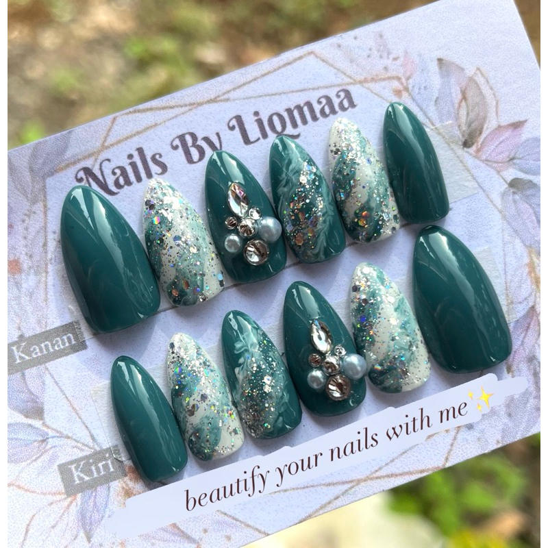 KUKU PALSU TOSCA PERMATA RUNCING / NAIL ART WEDDING