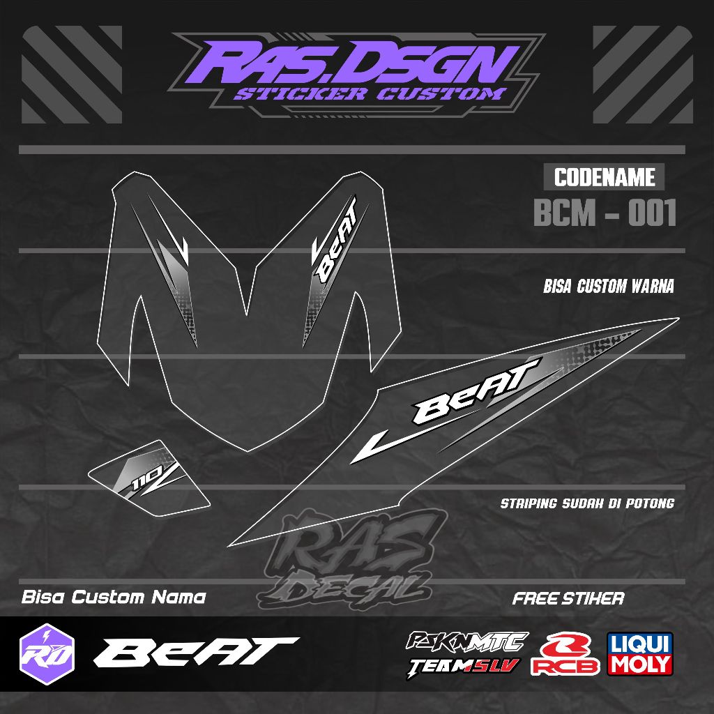 STRIPING CUSTOM HONDA BEAT KARBU TRANSPARAN / STRIPING TRANSPARAN BEAT 110 KARBU MOTIF SIMPLE / STRI