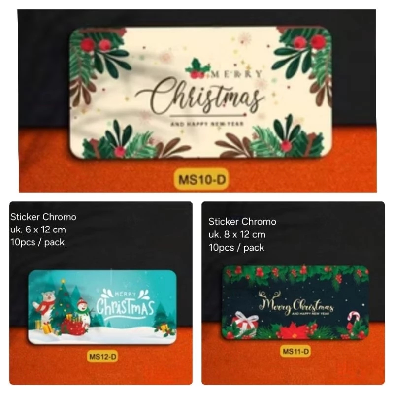 

10 pcs Sticker Toples Petak 6x12cm Natal Christmas