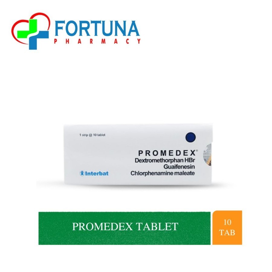 PROMEDEX TABLET | Obat Batuk Kering dan Batuk Berdahak | 1 Strip Isi @10 Tablet