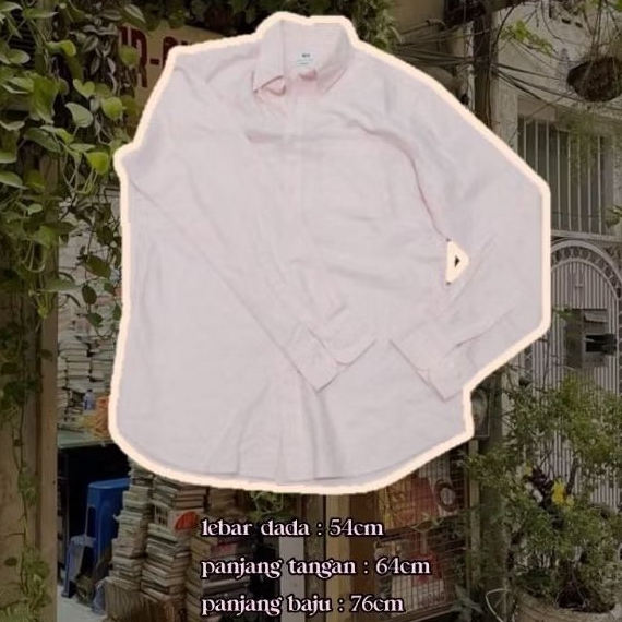 preloved kemeja UNIQLO soft pink