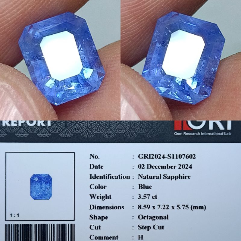 NATURAL BLUE SAPPHIRE SRI LANKA GRI LAB