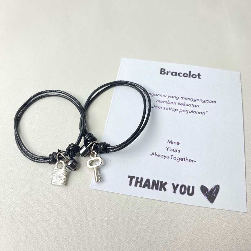 2pcs Gelang Tali Couple Magnet Gembok Kunci Love Bintang/ Gelang Couple Viral / Gelang Tali Waterpro