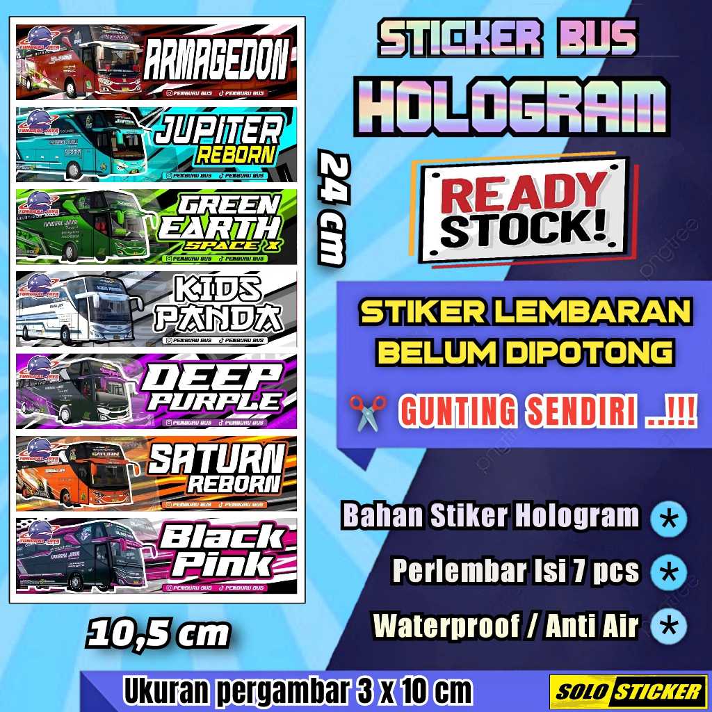 

Stiker Bus Panjang Hologram Lembaran Isi 7pc