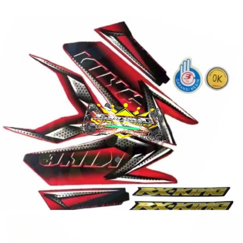 Striping Stiker RX king peredam catalyzer 2008 2009 tangki merah set emblem