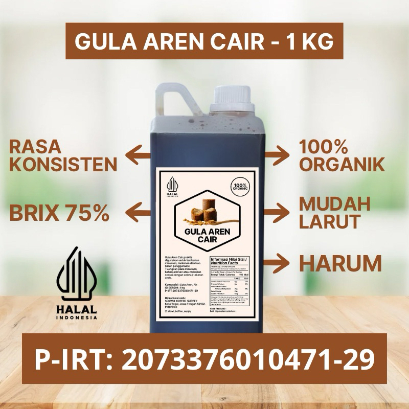 

SLOWLI - GULA AREN CAIR (1KG) - 100% Organik