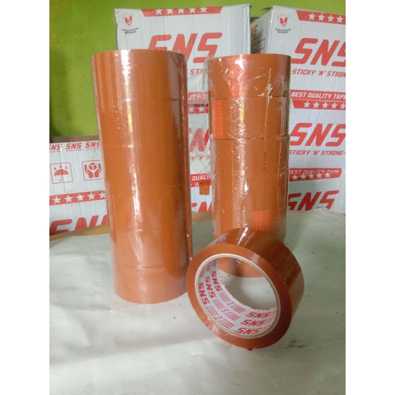 

Lakban coklat 1 slop ( 6 pc ) 200yard x 45mm SNS Sticky N Strong