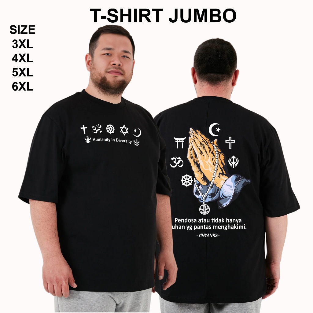 Yinyanks Kaos Jumbo Pria Pluralisme Pendosa T-shirt Ynks big size big catton combed 24s