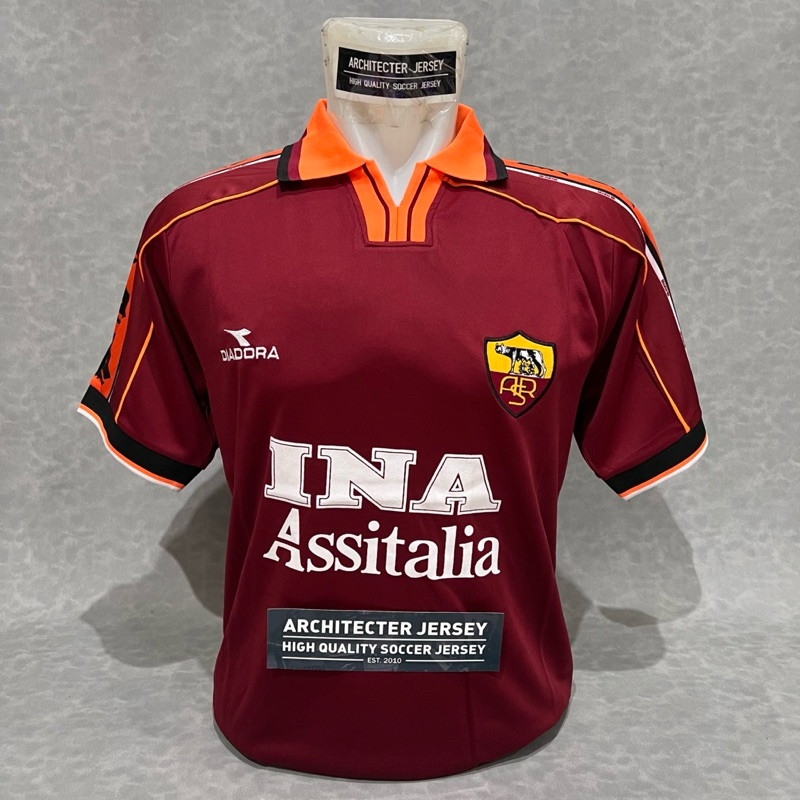 [98/99] Jersey Baju Bola AS Roma Home 98/99 1998 1999 INA Assitalia Retro Vintage Classic Francesco 