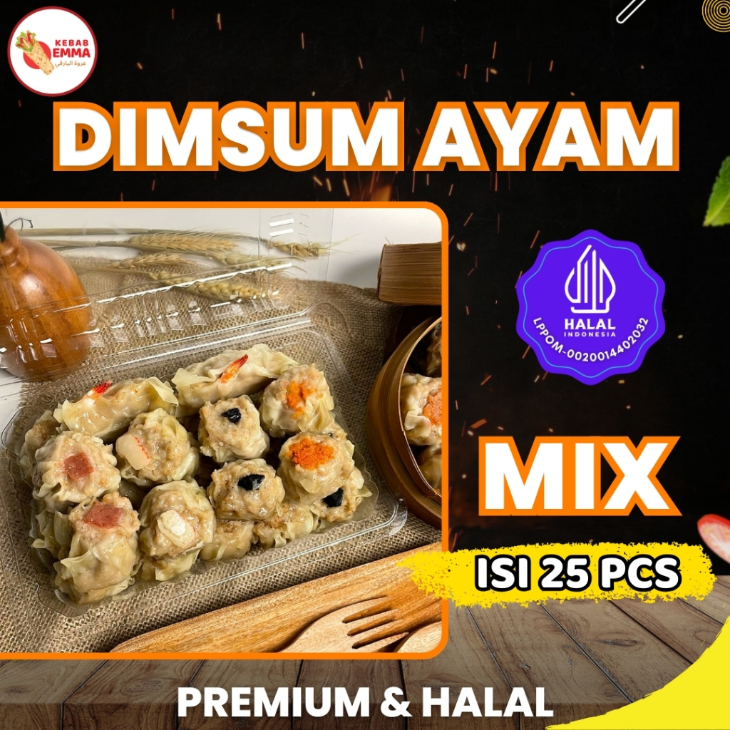 

Dimsum Ayam Toping Lengkap Frozen isi 25 pcs PREMIUM & HALAL, FREE Saus Merah & Lada Hitam