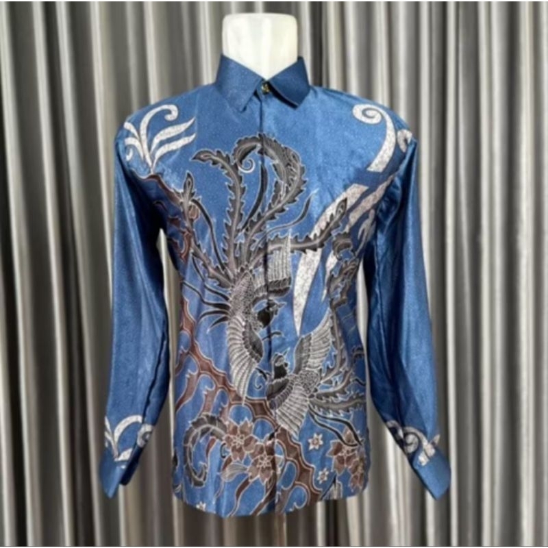 Kemeja Batik Lengan Panjang Sutra Silk