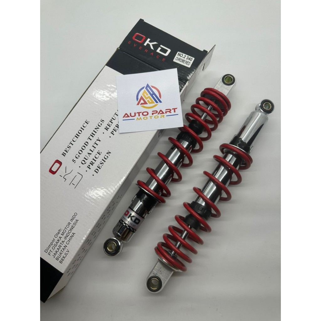 ( OKD ) Shockbreaker Heavy Duty Red 340 MM Shock Absorber Belakang Motor