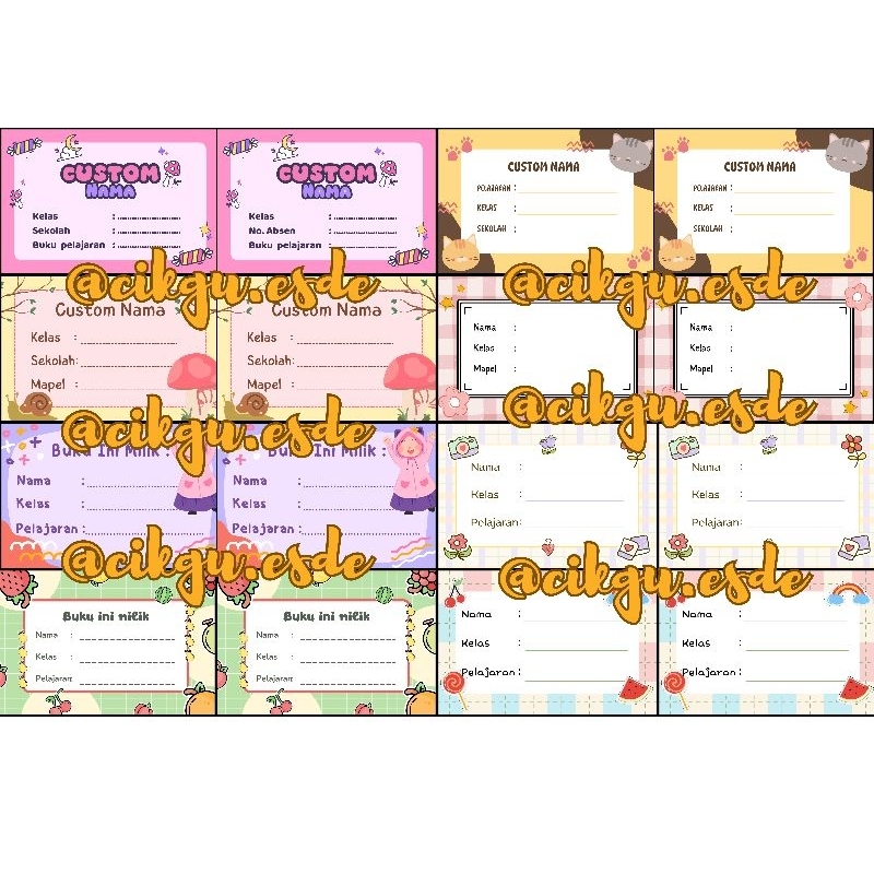 

Stiker Label Nama Buku bisa Custom nama