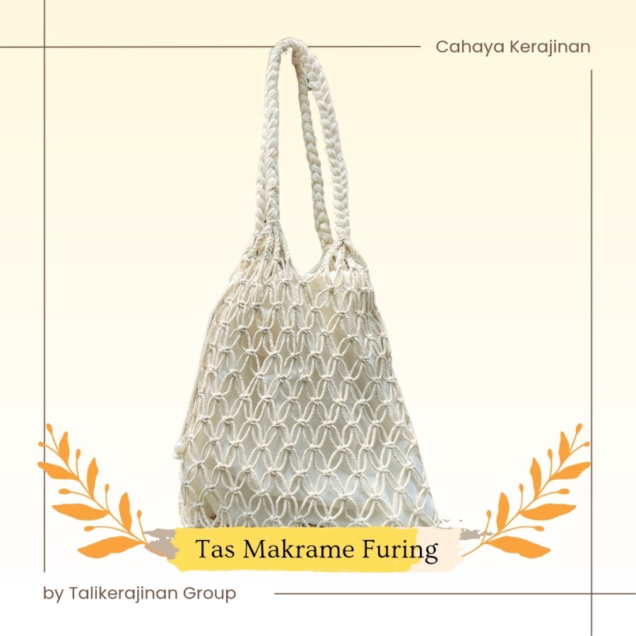 TAS MAKRAME FURING POUCH TAS JARING TOTE BAG WITH POUCH CALICO SERUT TAS UNIK