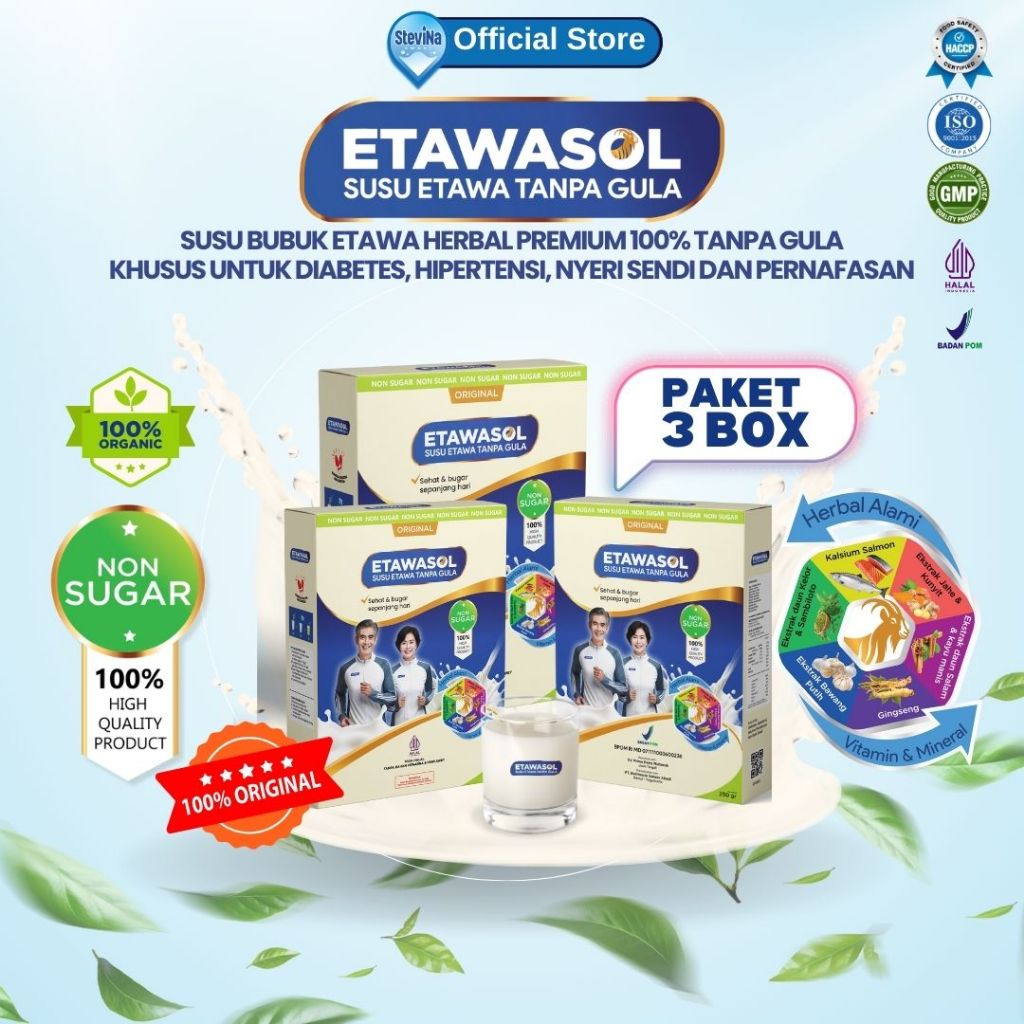 

Etawasol - Susu Kambing Bebas Gula Untuk Diabetes, Hipertensi, Nyeri Sendi dan Pernafasan - 3 Box