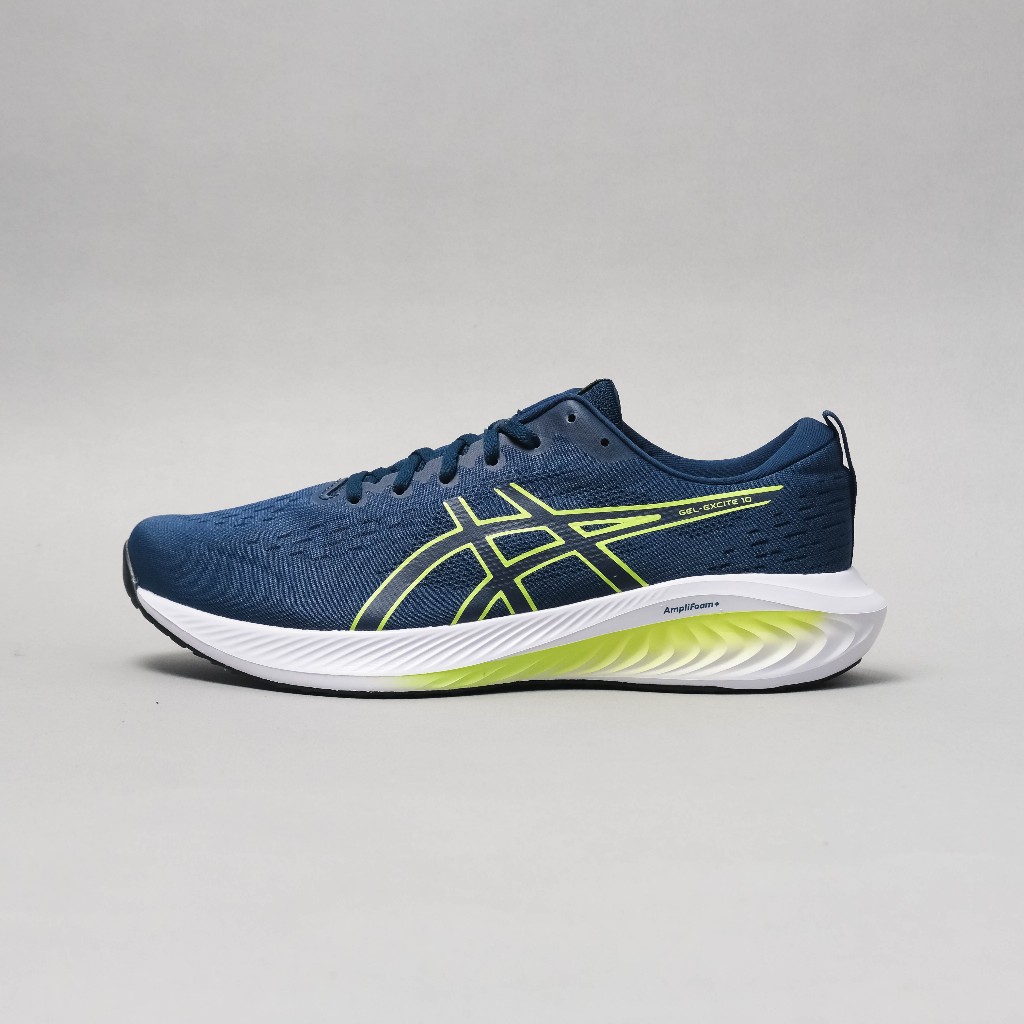 SEPATU LARI / RUNNING SHOES / Asics Gel Excite 10 - NAVY GREEN WHITE / BLUE / SAFETY YELLOW