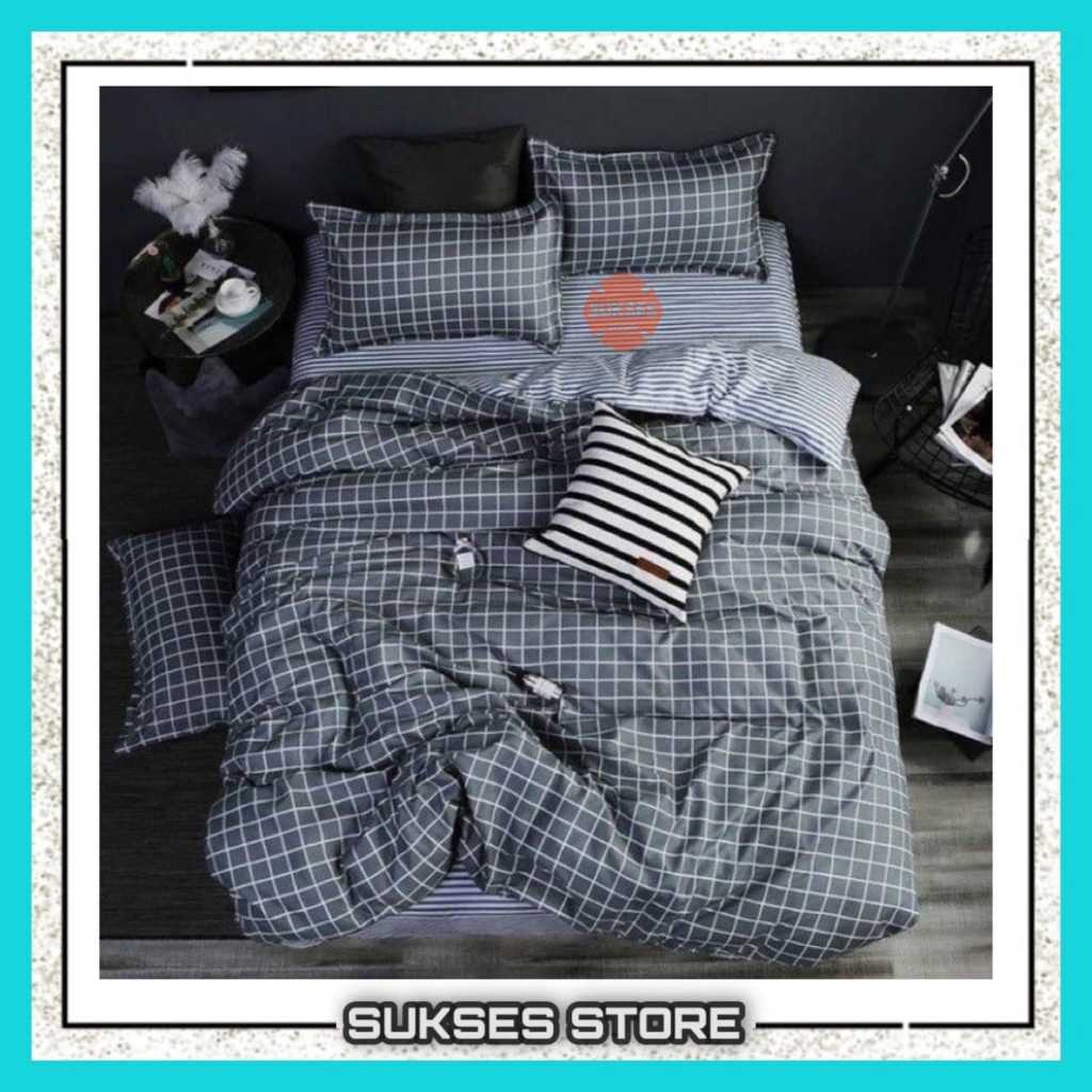 Sprei Motif Kotak Abu / Sprei Homemade Motif Aesthetic