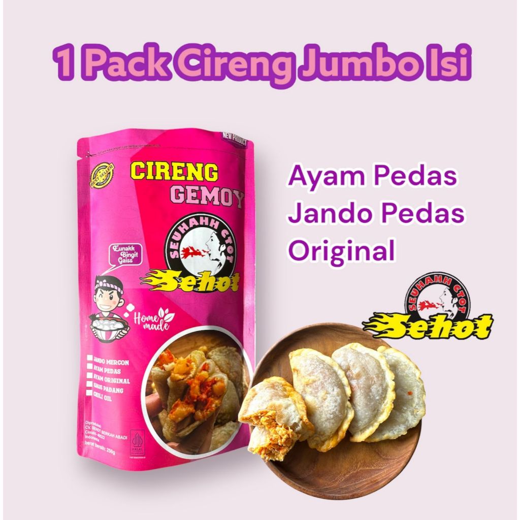 

1 PACK CIRENG JUMBO ISI AYAM SUWIR PEDAS /JANDO MERCON/AYAM ORIGINAL