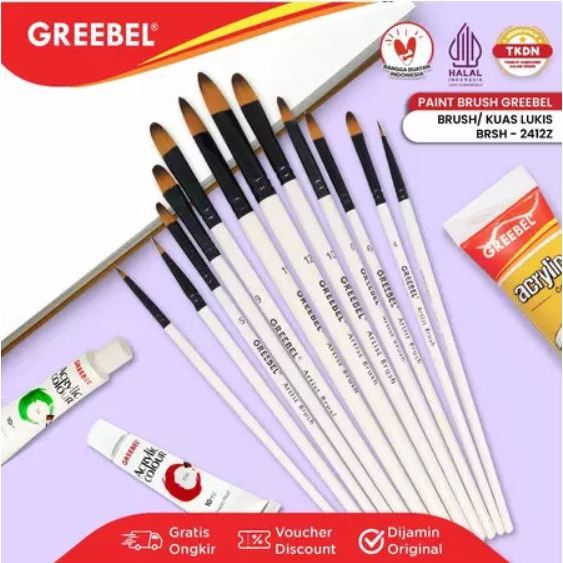 

Greebel Artist Brush Isi 12PCS BRSH-2412Z - BRSH-2412R - BRSH-2412F - BRSH-2412A - Kuas Lukis Greebel