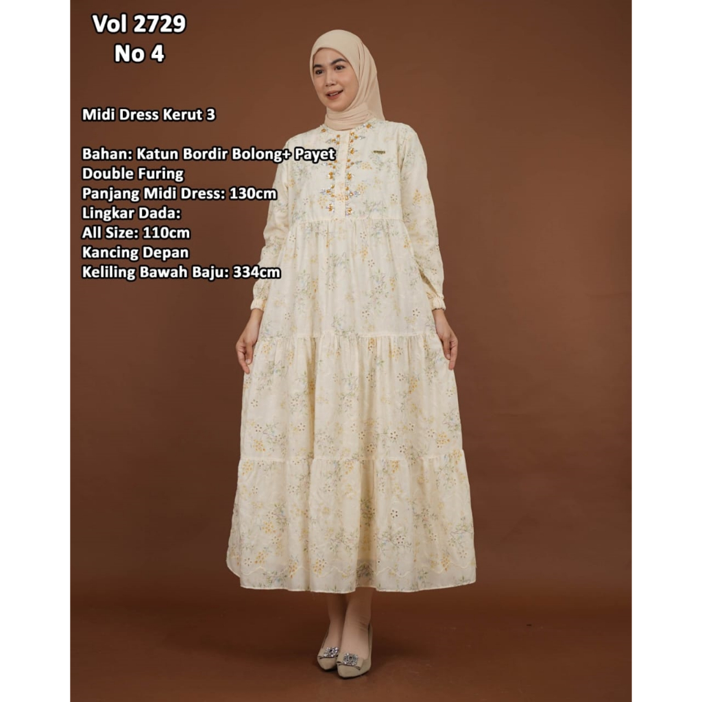 NMR by Namira midi dress gamis katbol katun bordir premium terbaru