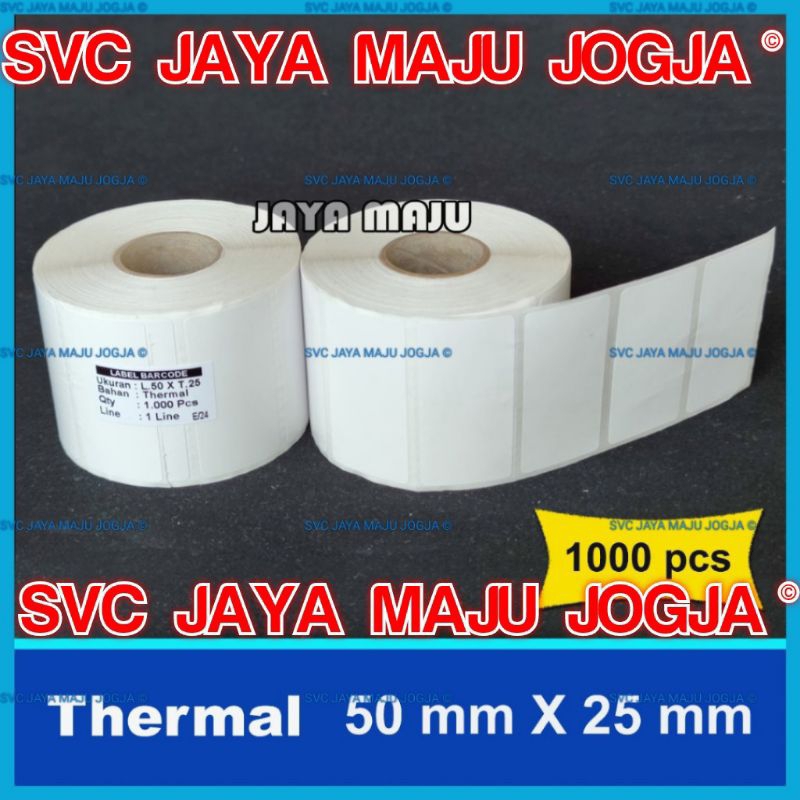 

STIKER DIRECT THERMAL 50x25 50 x 25 - 1 BARIS - ISI 1000 || LABEL TIDAK PAKAI RIBBON BARCODE || 50 X 25 THERMAL TOP COAT - 1 LINE - FACE OUT - ISI 1.000 PCS || 50X25 50 MM X 25 MM PABRIK KONVEKSI TOKO BAJU CELANA PAKAIAN GAMIS KAFTAN HIJAB