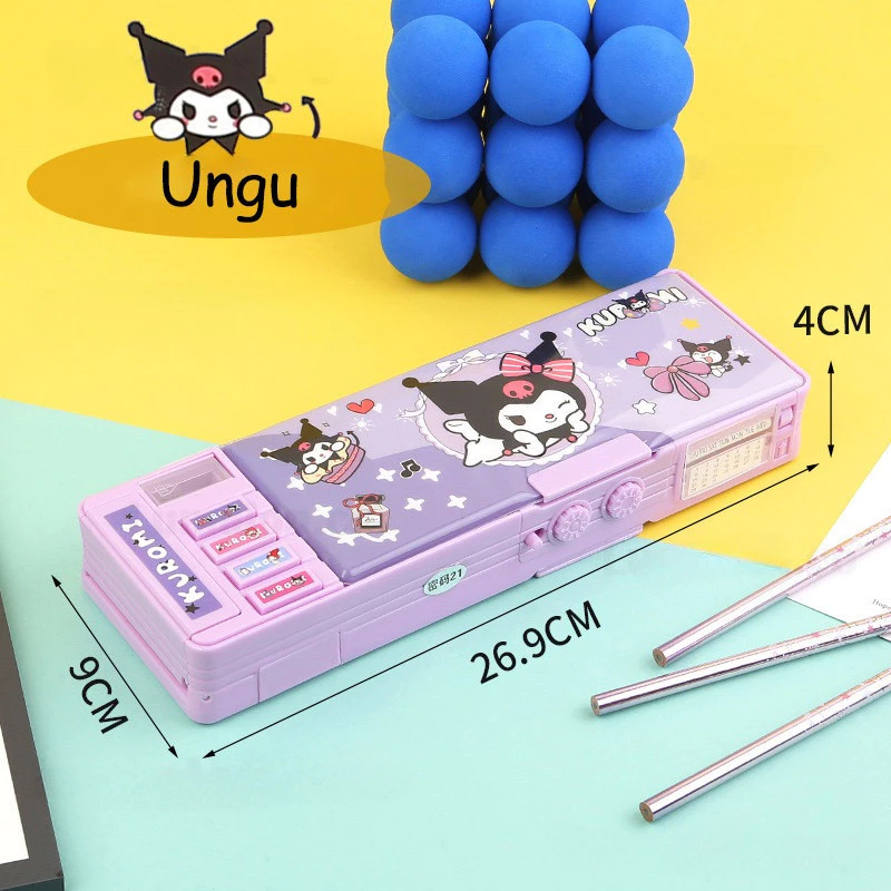 

New Tempat Pensil Kuromi Kotak Alat Tulis Multifungsi Kunci Kode Kotak Pensil Passward Sanrio Dua