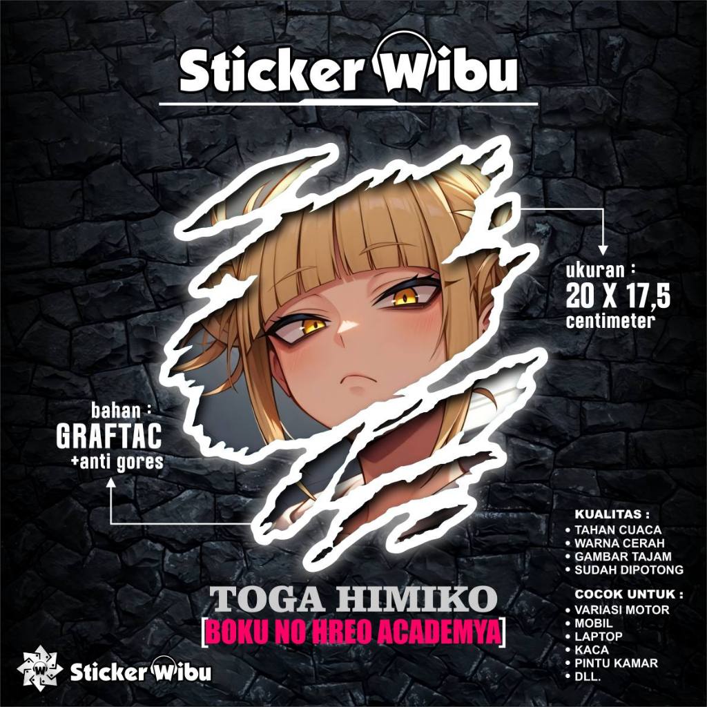 STIKER ANIME UNIVERSAL TOGA HIMIKO ANIME UNTUK MOTOR.MOBIL PC LAPTOP  DLL. BISA CUSTOM GAMBAR LAIN