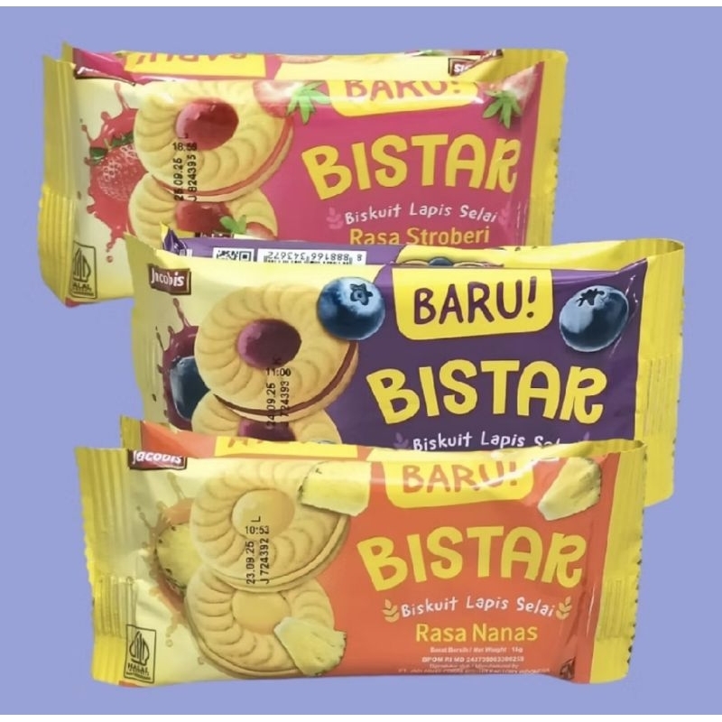 Bistar Jacobis Biskuit Lapis Selai Nenas, Stroberi, Blueberry Seperti Slai Olai