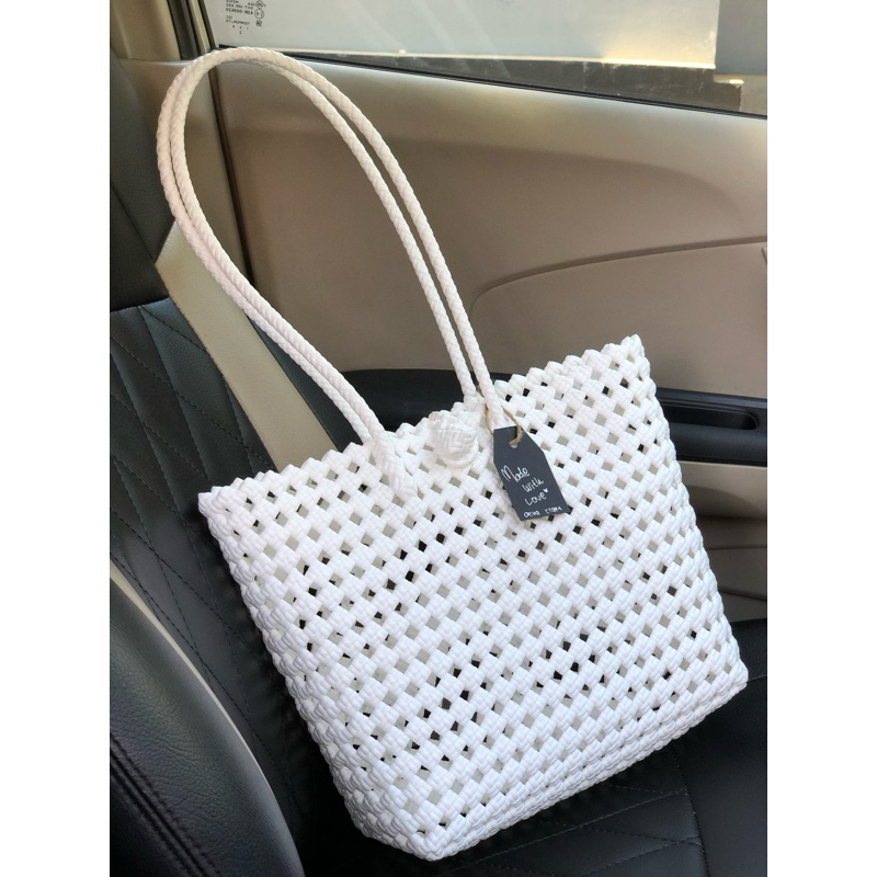 NOIE BAG WHITE/TAS JALI HANDMADE/TAS ANYAMAN JALI/WOVEN BAG