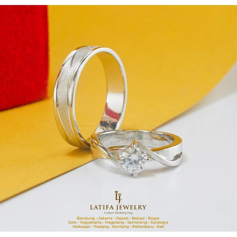 Tunangan Cincin nikah custom couple silver premium