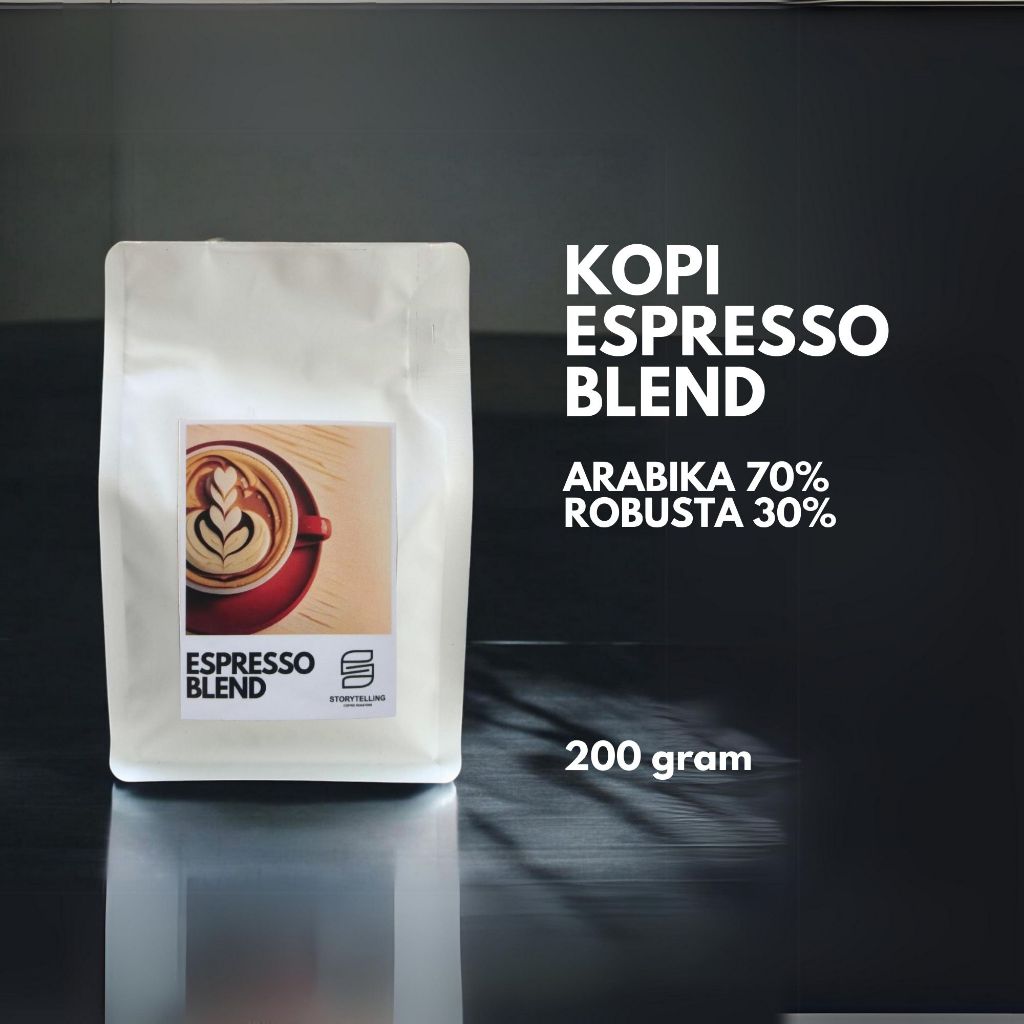 

Kopi Espresso Blend Arabika 70% Robusta 30% / 200 Gram / biji atau bubuk