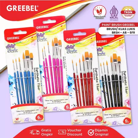 

TBMO GREEBEL KUAS LUKIS BRUSH PAINT ISI 6 BRSH-P24-6FR GB SCS
