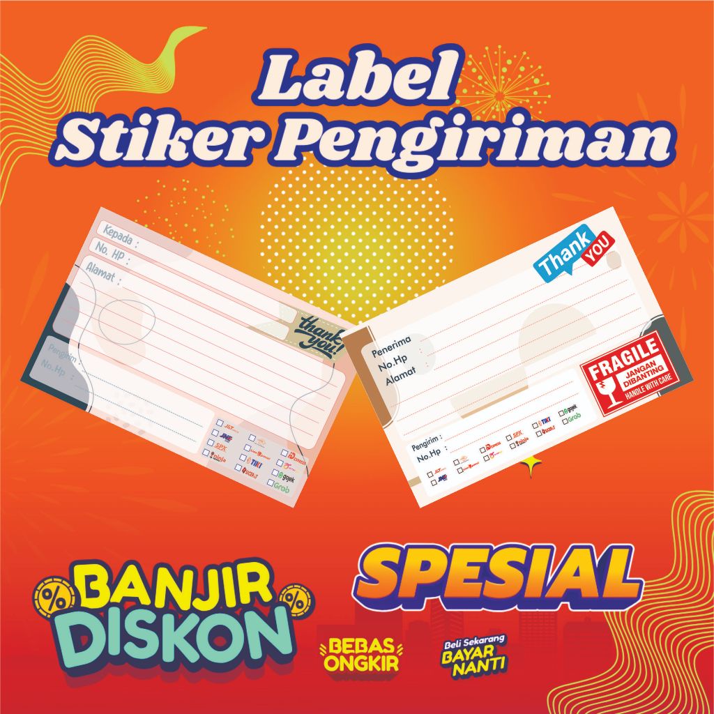 

(50 PCS) STIKER RESI PENGIRIMAN ALAMAT / STIKER PENGIRIMAN / STICKER LABEL PENGIRIMAN OLSHOP