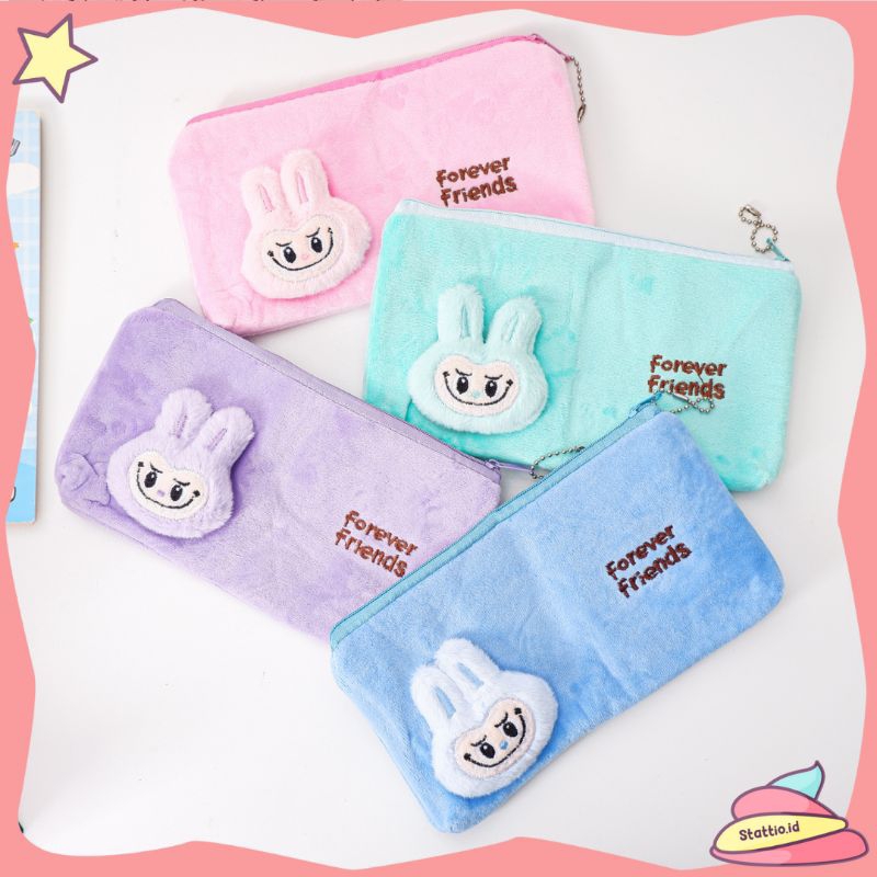 

(HARGA PROMO) Stattio - Kotak Pensil Bahan Kain Plushy Boneka Forever Friend Labubu Bulu Lembut Alat Tulis