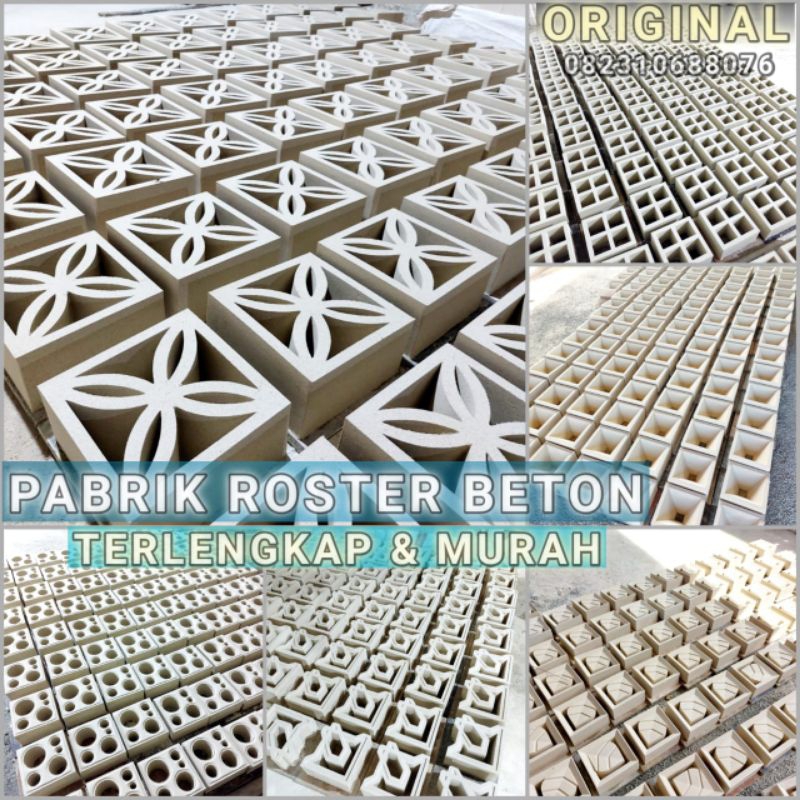 Roster beton abu, roster beton minimalis, pabrik roster, roster murah, ventilasi udara, roster anti 