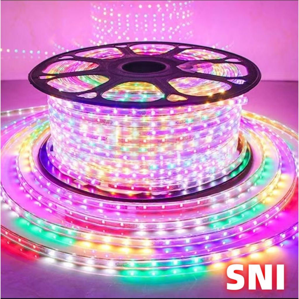 Paket Lampu LED Strip Selang RGB 5050 Outdoor 1-100M 220V 100METER LED RGB - Lengkap Tinggal Colok