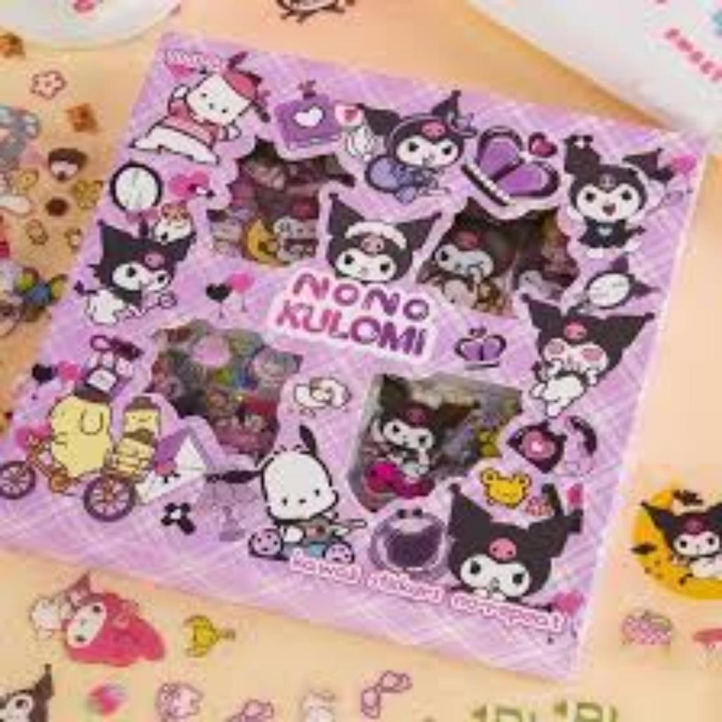 

Stiker 2D Box isi 100 Lembar Sticker Nono Momo Frozen Kuromi Sanrio Kartun Korea Lucu Anti Air