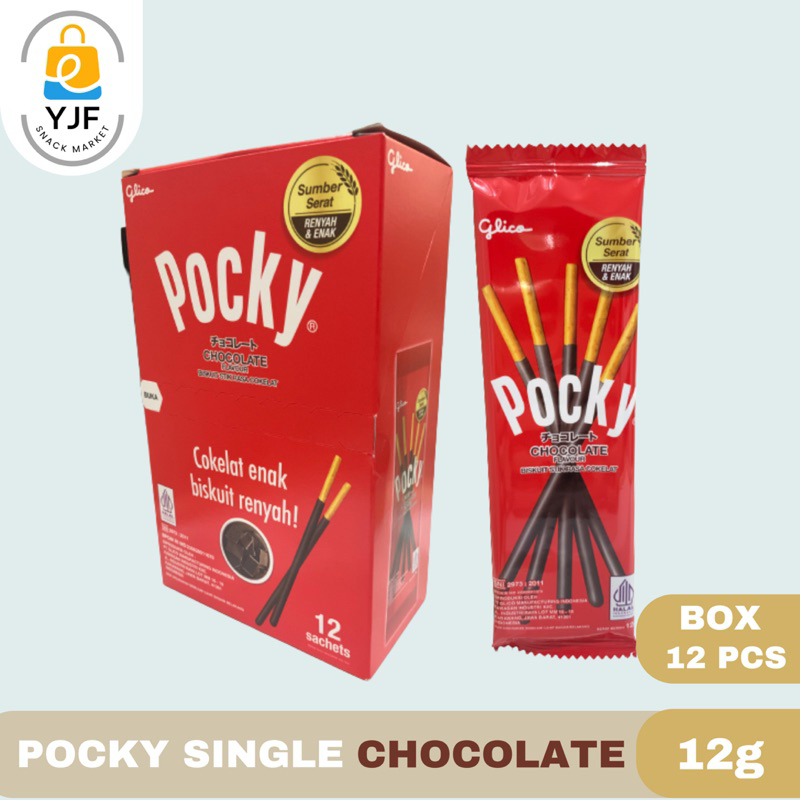 

Glico Pocky Single Biskuit Stick Rasa Coklat / Strawberry BOX - 12g X 12 PCS