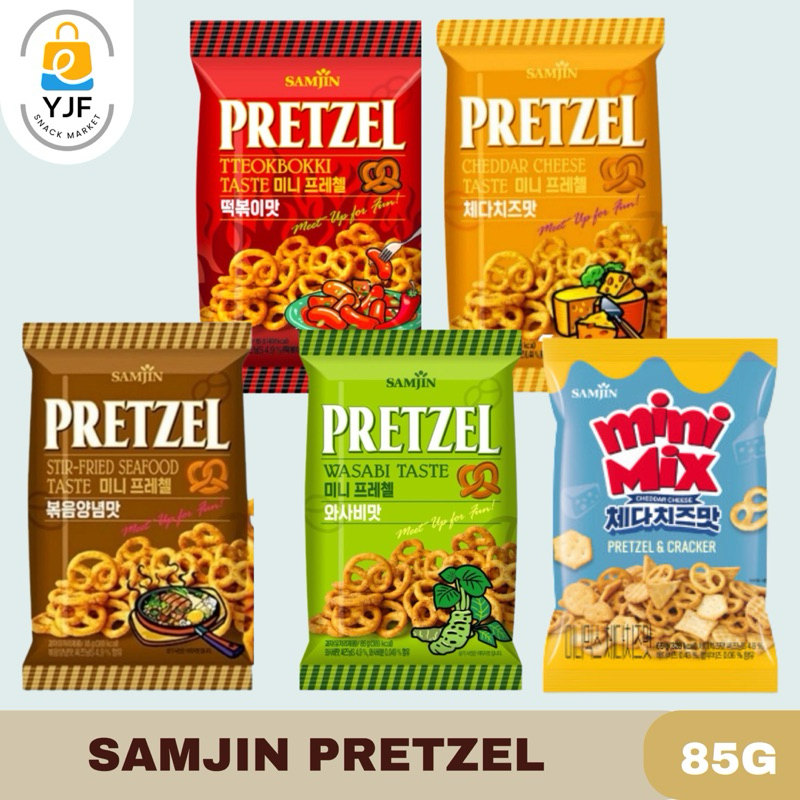 

Samjin Pretzel Snack Korea Rasa Cheddar Cheese / Wasabi / Beef / Seafood - 85g