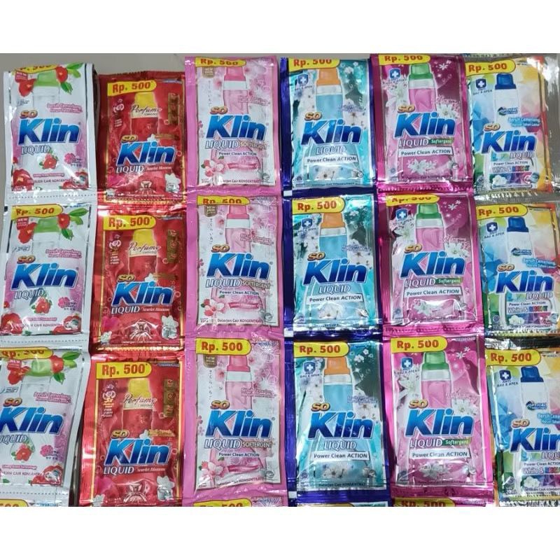 SOKLIN Cair Liquid Sachet 500an So Klin Detergen isi 12 Sachet 20ml