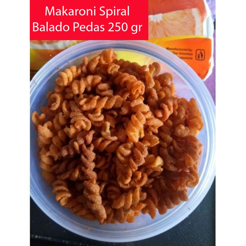 

Makaroni spiral pedas 250 gr makaroni ulir/ untir pedas, enak,gurih dan renyah