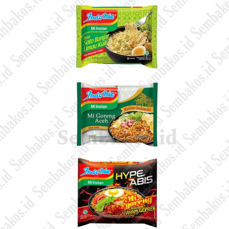 

INDOMIE Mie Instan | Indomie Soto Banjar Limau Kuit | Indomie Goreng Aceh | Indomir Goreng Ayam Geprek | Mie Indomie