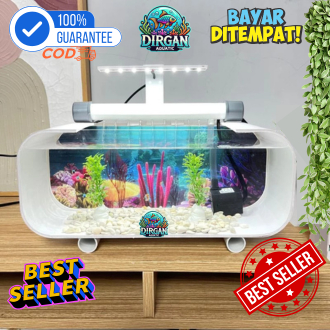 [COD] Promo  1 Set lengkap Aquarium mini plus mesin pompa dan lampu LED 3 Watt