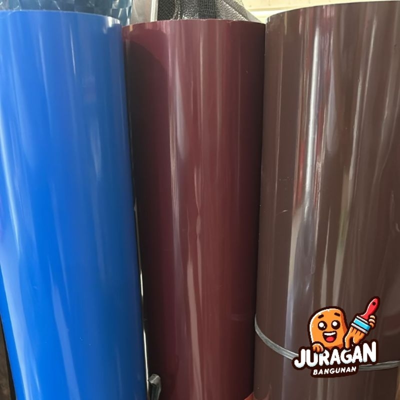 Seng Polos 1 ROLL | Seng Plat 90cmx2400cm | Seng Talang Galvalum Warna Merah / Biru / Coklat
