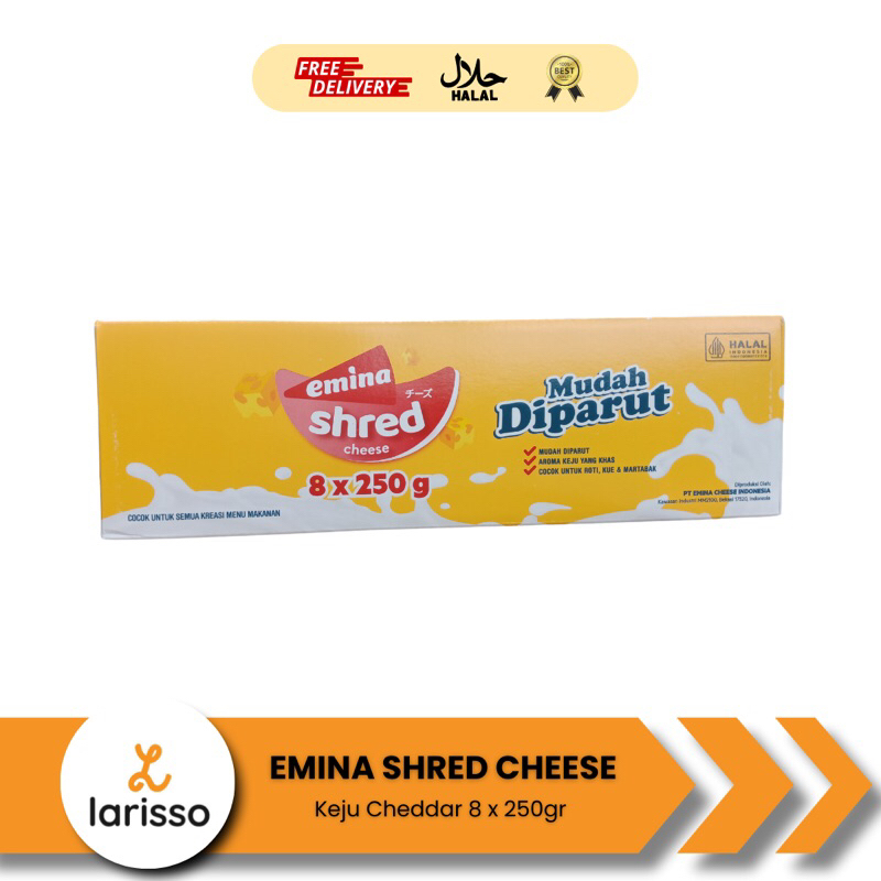 

Emina Cheese Shred 8 x 250gr - Keju Cheddar Olahan