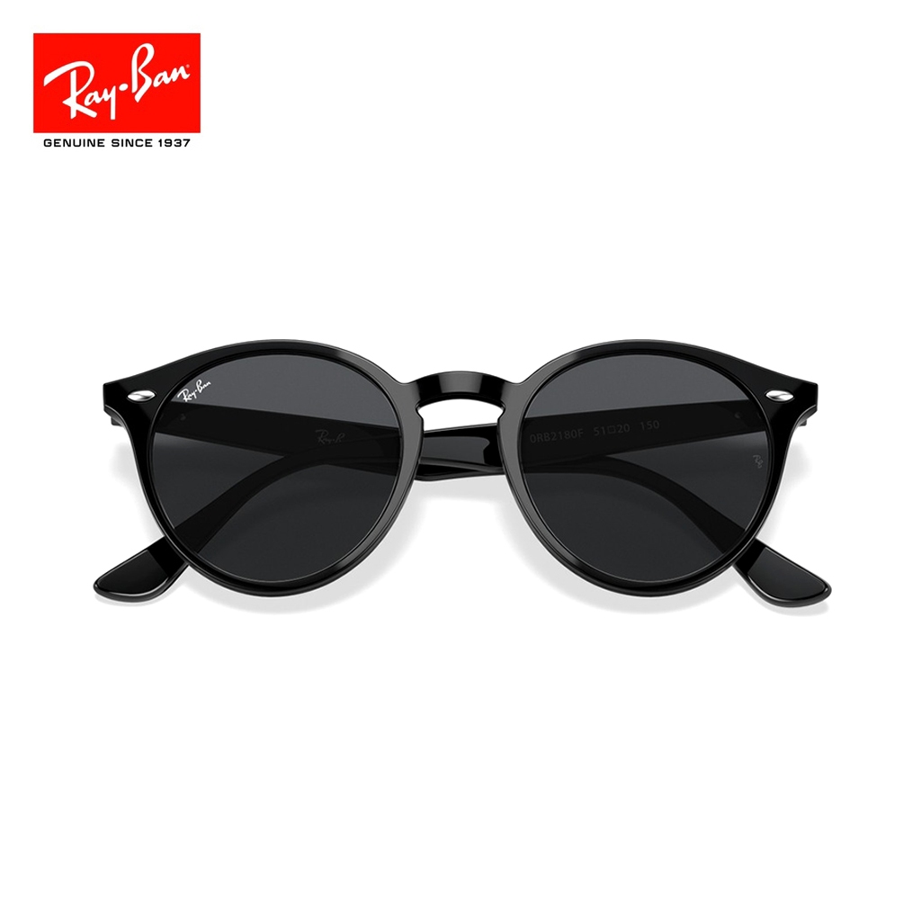 NEW 100% Original Ray-Ban Kacamata Hitam ROUND BLAZE RB2180 Sunglasses Black pria wanita Ori Havana 