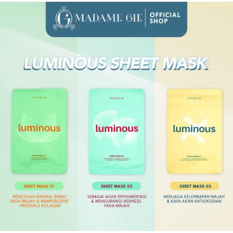 MADAME GIE LUMINOUS SHEET MASK/ MASKER ESSENCE MADAME GIE