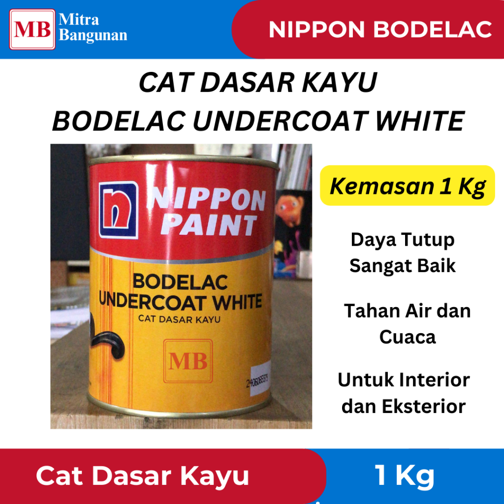 NIPPON BODELAC UNDERCOAT WHITE CAT DASAT KAYU 1KG