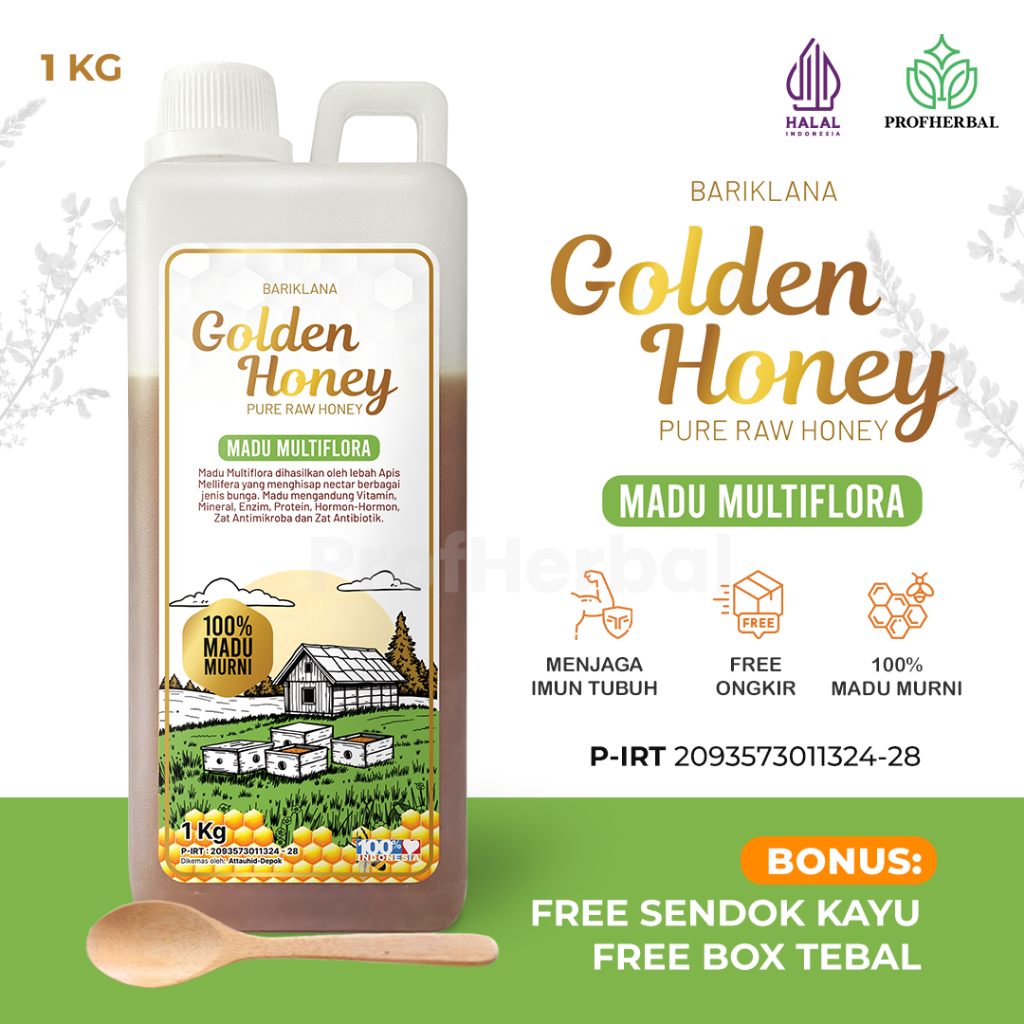 

MADU ASLI MURNI MULTIFLORA 1KG GOLDEN HONEY BARIKLANA - PURE RAW NATURAL HONEY 100% ALAMI - MADU PREMIUM HALAL