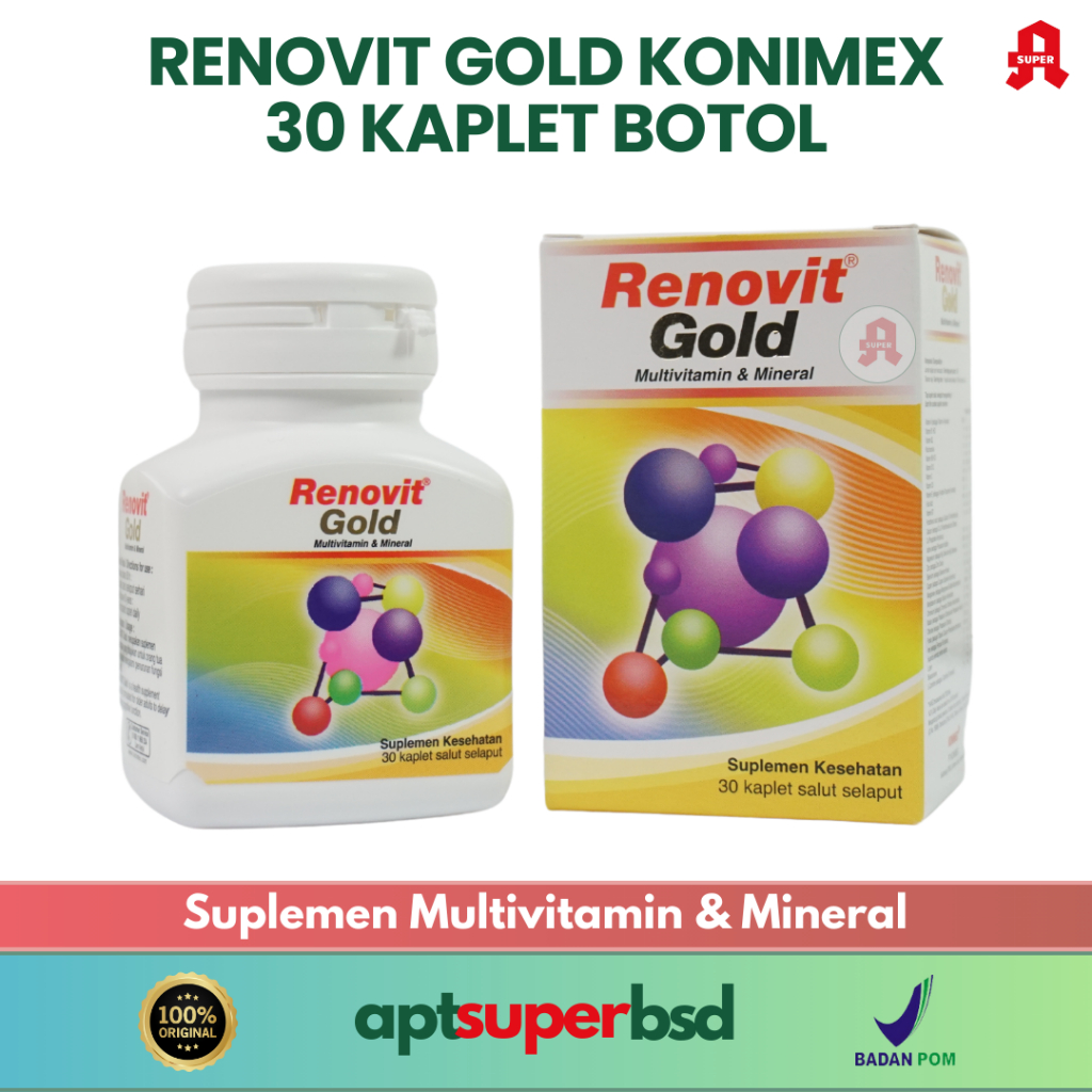 Renovit Gold - 30 Kaplet - Suplemen Multivitamin & Mineral Lengkap